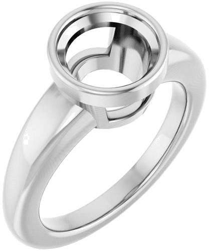 Sužadėtuvių Žiedas „Bezel-Set Solitaire“ 14k white gold Round 8.2mm (1)