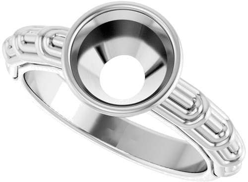 14K White 8 mm Round Solitaire Engagement Ring Mounting (5)