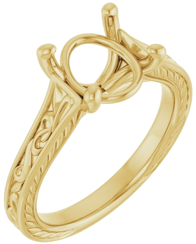 Sužadėtuvių Žiedas „Solitaire Scroll“ 14k yellow gold Oval 10mm x 8mm (1)