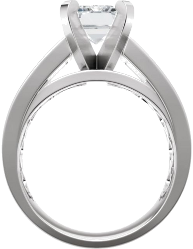 Sužadėtuvių Žiedas „Solitaire Cathedral-Style“ 14k white gold Emerald 10mm x 8mm (2)