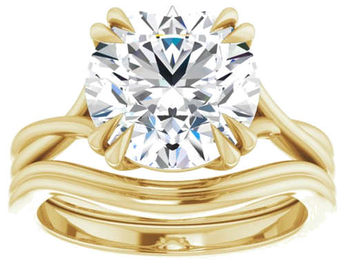 Sužadėtuvių Žiedas „Double Claw-Prong Solitaire Criss-Cross“ 14k yellow gold Round 10mm (8)