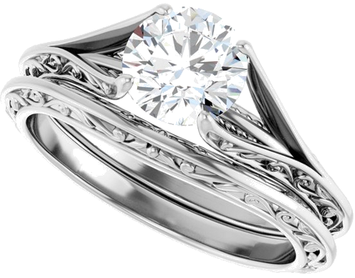 Sužadėtuvių Žiedas „Solitaire“ 585 Baltojo Aukso Round 6.5mm (10)