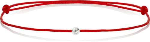 Raudono siūlo apyrankė su balto aukso karoliuku ir deimantu (1)