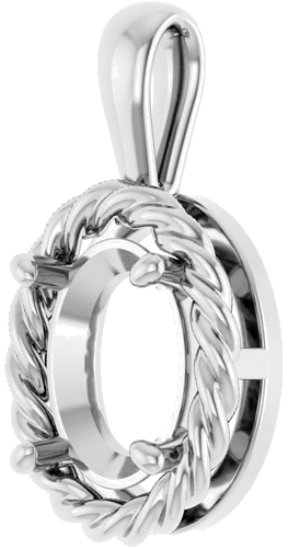 Pakabukas „Rope Solitaire Charm“ 925 Sidabro Oval 9mm x 7mm (2)