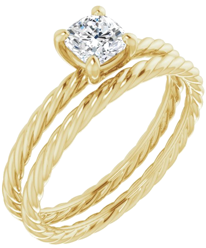 Sužadėtuvių Žiedas „Solitaire Rope“ 10k yellow gold Cushion 5mm (6)