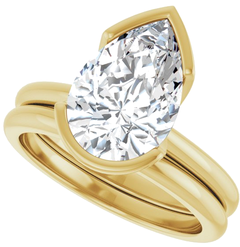 Sužadėtuvių Žiedas „Half-Bezel“ 14k yellow gold Pear 12mm x 8mm (10)
