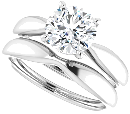 14K White  7.4 mm Round Solitaire Engagement Ring Mounting (10)