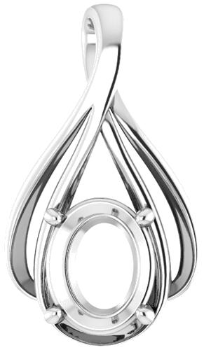 14K White  10x8 mm Oval Pendant Mounting (1)