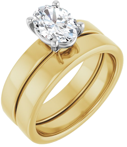 Sužadėtuvių Žiedas „Solitaire“ 14k yellow/white gold Oval 8mm x 6mm (6)
