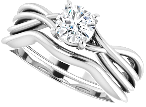Sužadėtuvių Žiedas „Solitaire“ 14k white gold Round 5.2mm (10)