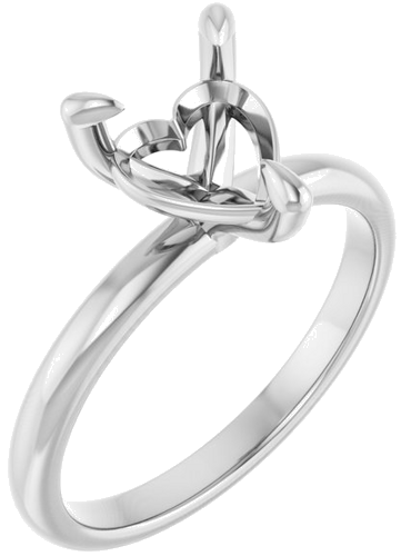 Sužadėtuvių Žiedas „Solitaire“ 14k white gold Heart 8mm (1)