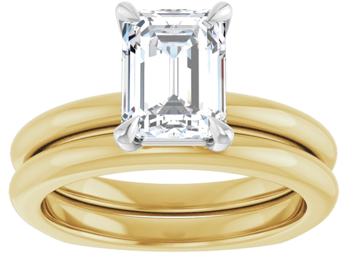 Sužadėtuvių Žiedas „Claw-Prong Euro Shank“ 14k yellow/white gold Emerald 8mm x 6mm (8)