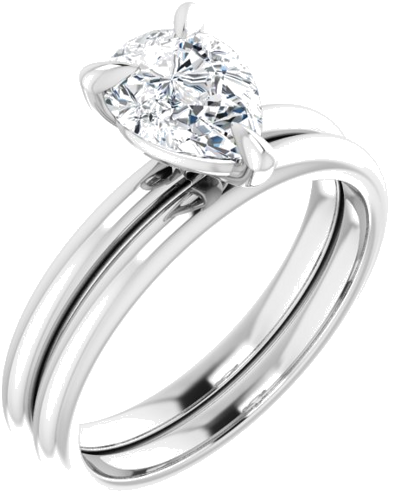 14K White  8x6 mm Pear Solitaire Engagement Ring Mounting (6)