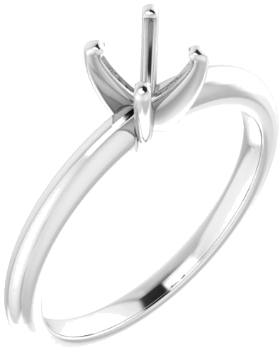 14K White  4 mm Square Solitaire Engagement Ring Mounting (1)
