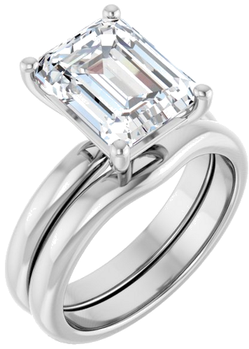 Sužadėtuvių Žiedas 14k white gold Emerald 10mm x 8mm (6)