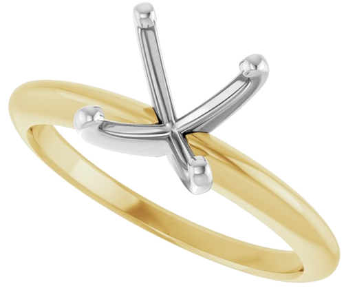 Sužadėtuvių Žiedas „Solitaire“ 585 Baltojo Ir Geltonojo Aukso Round 7.8mm x 8.6mm (5)