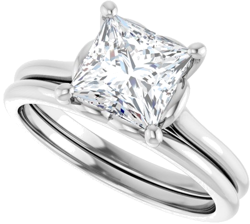 Sužadėtuvių Žiedas „Solitaire“ 14k white gold Square 6.5mm (10)