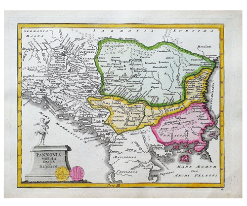 Romas impērijas Donavas provinču karte (C. Weigel), Nirnberga, ap 1720. g. (1)