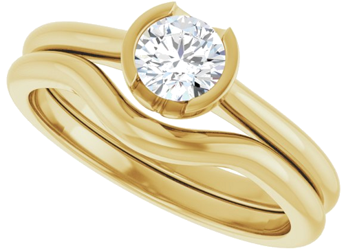 Sužadėtuvių Žiedas „Half-Bezel Solitaire“ 14k yellow gold Round 4.8mm (10)