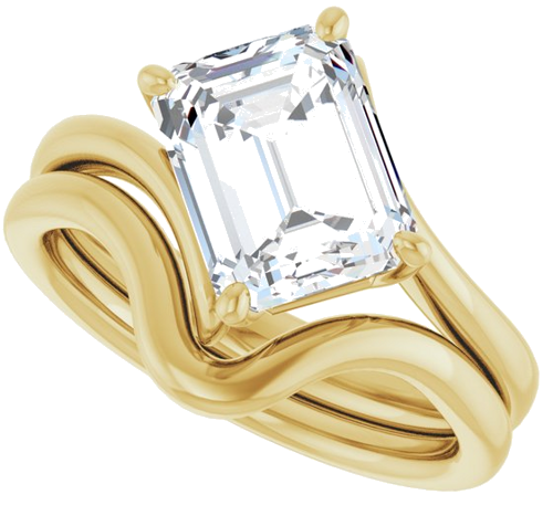 Sužadėtuvių Žiedas „Solitaire Bypass“ 14k yellow gold Emerald 9mm x 7mm (10)