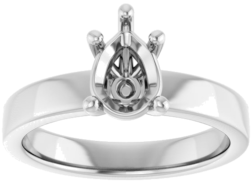 Sužadėtuvių Žiedas „Solitaire“ 14k white gold Pear 8mm x 6mm (3)