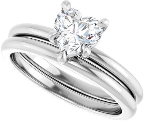 Sužadėtuvių Žiedas „Claw-Prong“ 14k white gold Heart 6mm (10)