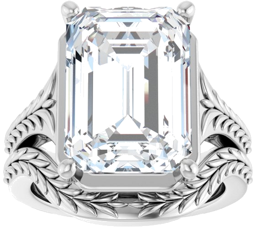 Sužadėtuvių Žiedas „Solitaire“ 14k white gold Emerald 14mm x 10mm (8)