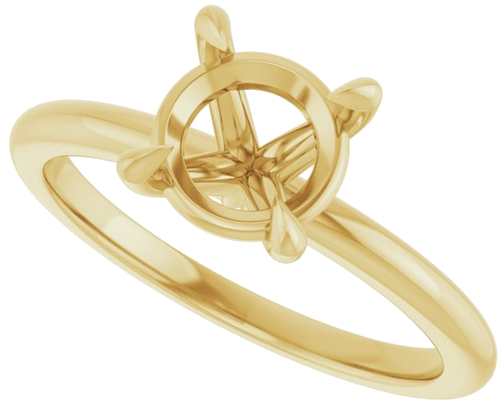 14K Yellow 7.4 mm Round Solitaire Engagement Ring Mounting (5)