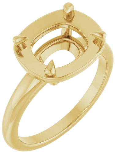 Sužadėtuvių Žiedas „Claw-Prong Solitaire Bezel-Style“ 14k yellow gold Elongated Cushion 10mm x 8mm (1)