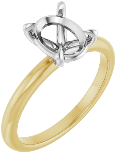 Sužadėtuvių Žiedas 585 Baltojo Ir Geltonojo Aukso Oval 9mm x 7mm (1)