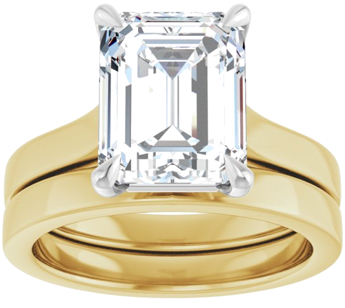 Sužadėtuvių Žiedas „Claw-Prong“ 14k yellow/white gold Emerald 10mm x 8mm (8)