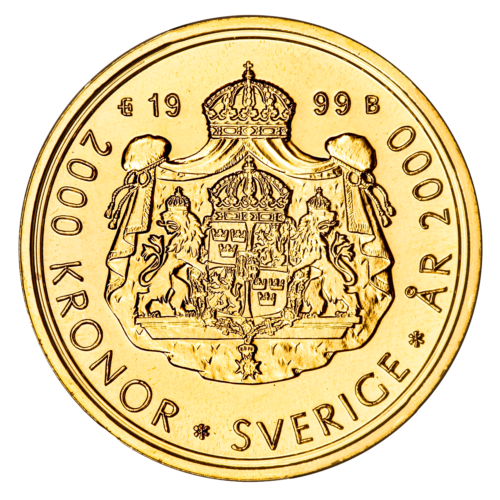 2000 kronų Carl XVI Gustaf 1999 Švedija auksinė moneta (2)
