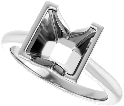 Sužadėtuvių Žiedas „Half-Bezel Solitaire“ 14k white gold Square 7.5mm (5)