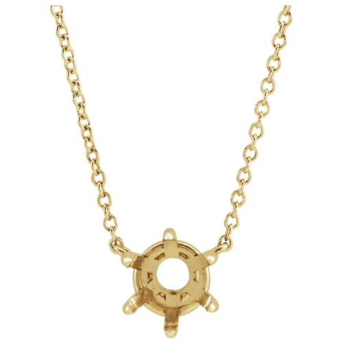 14K Yellow 4 mm Round Solitaire 16  Necklace Mounting (1)