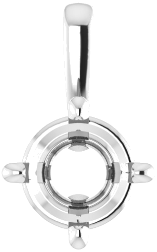 14K White 6 mm Round 4-Prong Pendant Mounting (1)