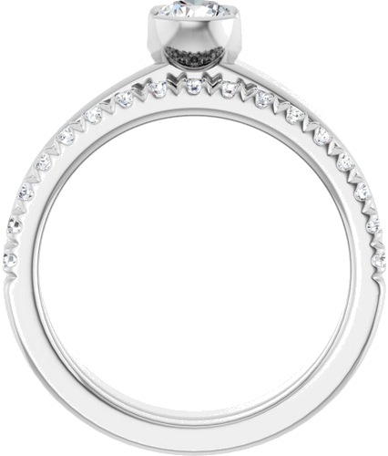 Sužadėtuvių Žiedas „Half-Bezel Solitaire“ 14k white gold Round 4.8mm (7)