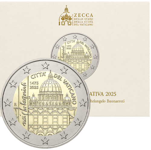 2025 Vatikāns Mikelandželo 2 eiro monēta (1)