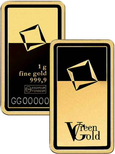 1 g investīciju zelta stienis Valcambi Green Gold (1)