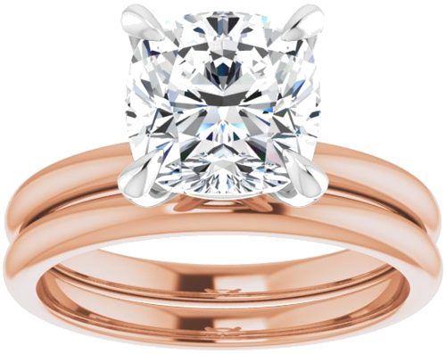 Sužadėtuvių Žiedas „Solitaire“ 585 Baltojo Ir Rožinis Aukso Cushion 8mm (6)