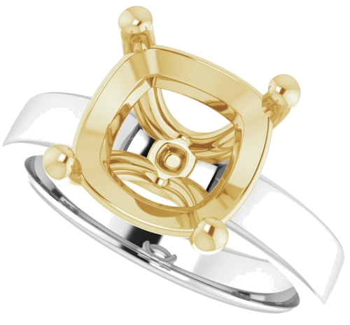 Sužadėtuvių Žiedas „Solitaire“ 14k white/yellow gold Cushion 10mm (5)