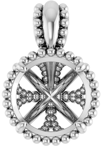 Pakabukas „Beaded“ 14k white gold Round 8.2mm (1)