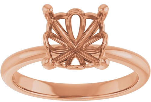 Sužadėtuvių Žiedas 14k rose gold Cushion 8mm (3)