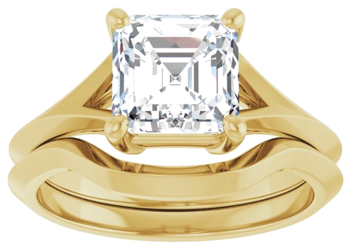 Sužadėtuvių Žiedas „Solitaire Split Shank“ 14k yellow gold Asscher 7mm (8)