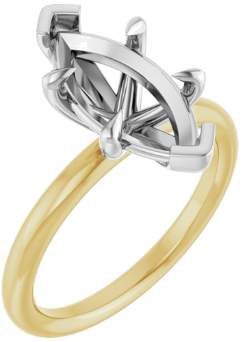 Sužadėtuvių Žiedas „Claw-Prong Solitaire“ 14k yellow/white gold Marquise 14mm x 7mm (1)