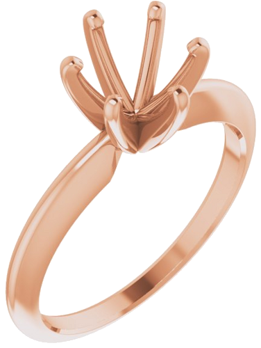 Sužadėtuvių Žiedas „Solitaire“ 585 Rožinis Aukso Round 6.6mm x 7.2mm (1)