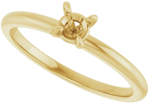 14K Yellow  4.1 mm Round Solitaire Engagement Ring Mounting (5)