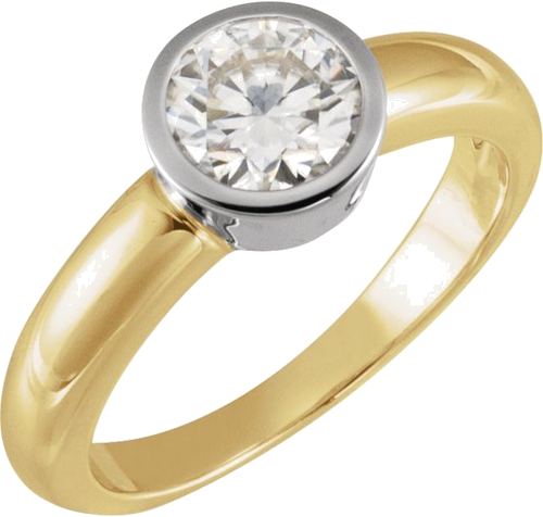 Sužadėtuvių Žiedas „Bezel-Set Solitaire“ 14k yellow/white gold Round 6.5mm (3)