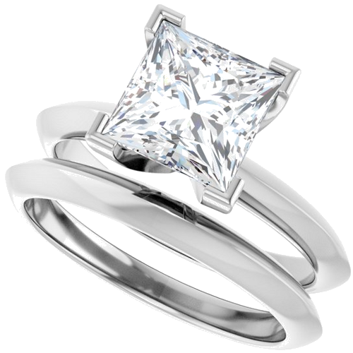 Sužadėtuvių Žiedas „Knife-Edge“ 14k white gold Square 7mm (10)