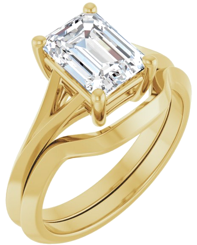 Sužadėtuvių Žiedas „Solitaire Split Shank“ 14k yellow gold Emerald 8mm x 6mm (6)