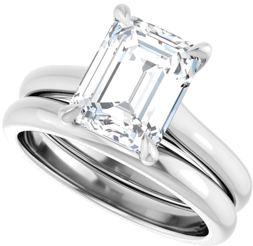 Sužadėtuvių Žiedas „Claw-Prong“ 14k white gold Emerald 9mm x 7mm (10)